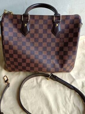 Classic Brown Check Satchel Handbag - Designer Style
